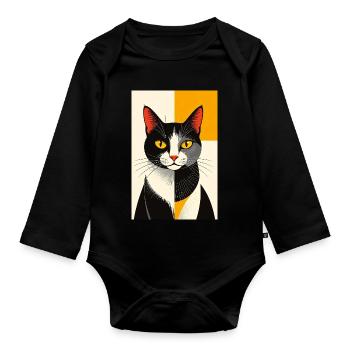 02 Avantgarde Cat R02 - Body Bébé bio manches longues - noir - Devant