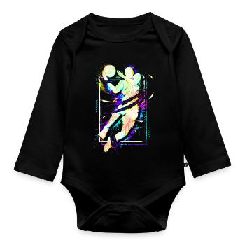 Basketballer Slamdunk Basketball Spieler  - Baby Bio-Langarm-Body - Schwarz - Vorne