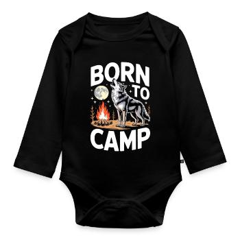Born to Camp - Organic Longsleeve Baby Bodysuit - black - Front