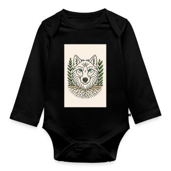 Wölfischer Naturgeist - Baby Bio-Langarm-Body - Schwarz - Vorne