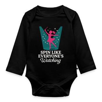 Baton Twirler Majorette Captain Squad Club - Organic Longsleeve Baby Bodysuit - black - Front