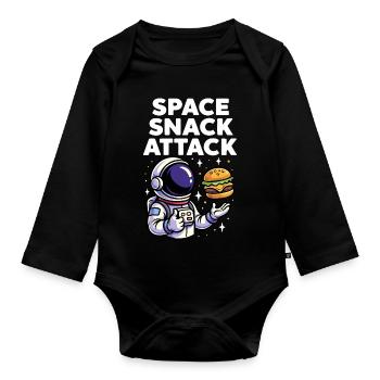 Astronaut Burger Space Snack Attack - Baby Bio-Langarm-Body - Schwarz - Vorne