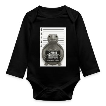 Turtle – Too fast for the territory - Organic Longsleeve Baby Bodysuit - black - Front