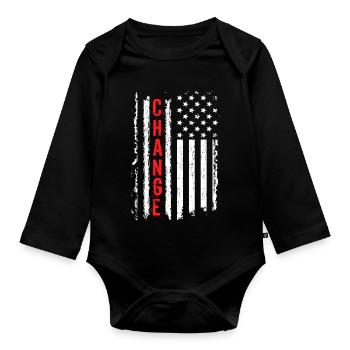 Kreative amerikanische Flagge mit Schockeffekt - Baby Bio-Langarm-Body - Schwarz - Vorne