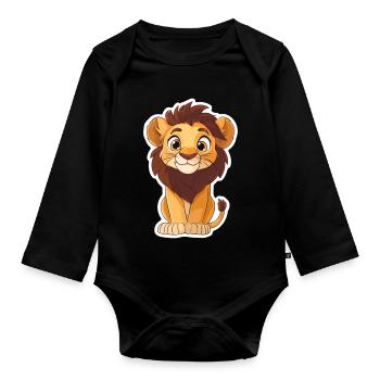Lion - Body Bébé bio manches longues - noir - Devant