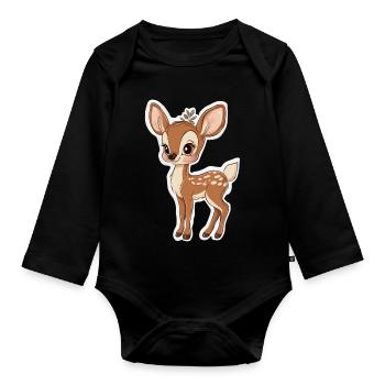 roe deer - Organic Longsleeve Baby Bodysuit - black - Front