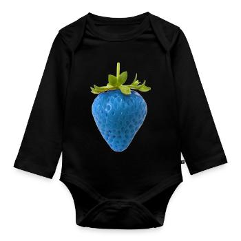Blue Strawberry - Organic Longsleeve Baby Bodysuit - black - Front