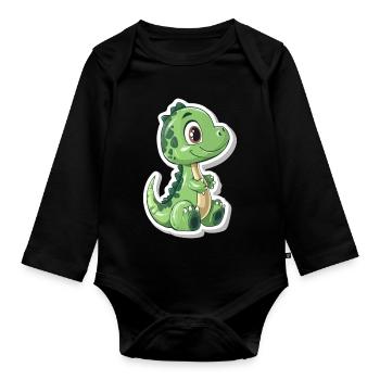 Dinosaure - Body Bébé bio manches longues - noir - Devant