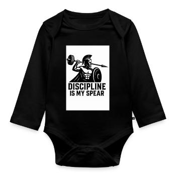 Spartan Discipline – Langhantel Speer - Baby Bio-Langarm-Body - Schwarz - Vorne