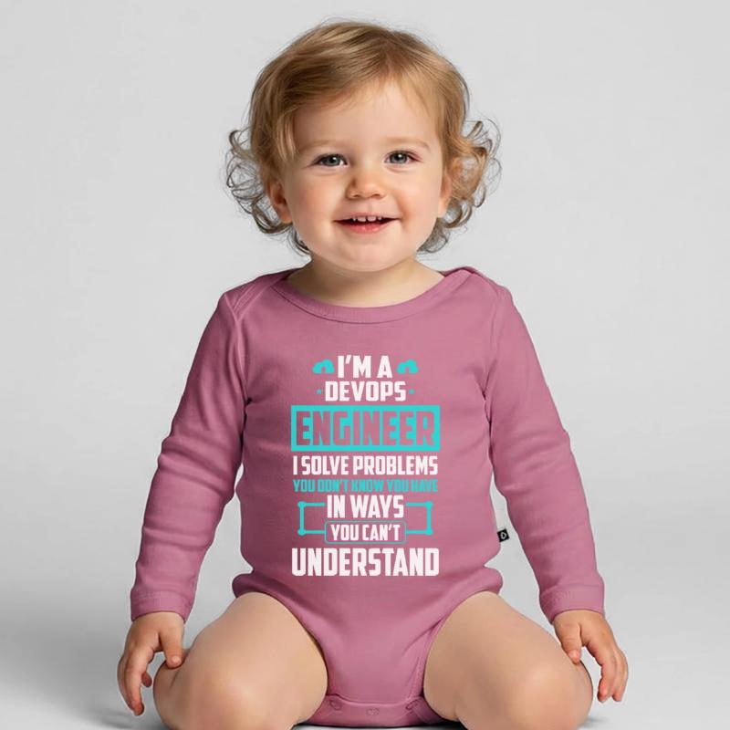 DevOps Engineer I Solve Problems You Cant Organic Longsleeve Baby Bodysuit