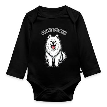 Samoyed Fluff Power Cute Fluffy - Organic Longsleeve Baby Bodysuit - black - Front