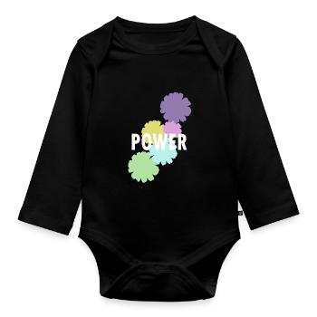 Mama Flower Power - Organic Longsleeve Baby Bodysuit - black - Front
