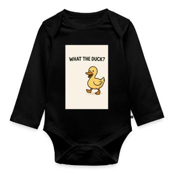 What the Duck – Verspielte Ente - Baby Bio-Langarm-Body - Schwarz - Vorne