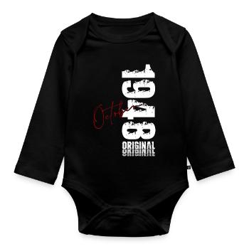 77th Birthday Original October 1948 - Organic Longsleeve Baby Bodysuit - black - Front