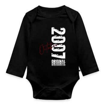 18. Geburtstag Original Oktober Jahrgang 2007 - Baby Bio-Langarm-Body - Schwarz - Vorne