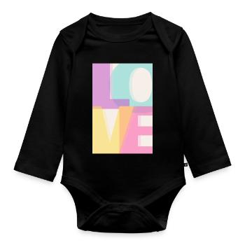 LOVE  Pastell  - Baby Bio-Langarm-Body - Schwarz - Vorne