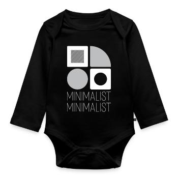 Minimalist geometry greys on white - Organic Longsleeve Baby Bodysuit - black - Front
