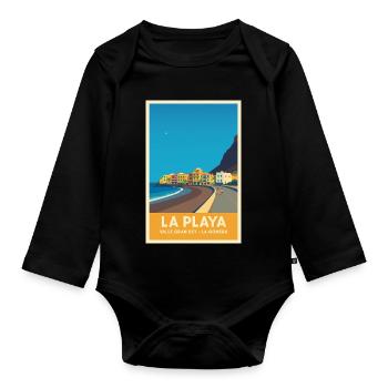 La Playa Poster Valle Gran Rey - Baby Bio-Langarm-Body - Schwarz - Vorne