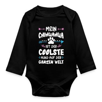 chihuahua hund spruch - Baby Bio-Langarm-Body - Schwarz - Vorne