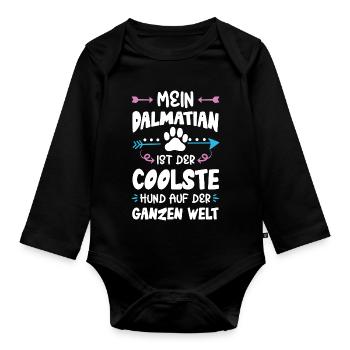 Dalmatian Dog Saying - Organic Longsleeve Baby Bodysuit - black - Front
