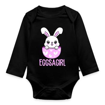 Werdende Mutter Ostern Gender Reveal - Baby Bio-Langarm-Body - Schwarz - Vorne