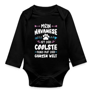 Dicton du chien bichon havanais - Body Bébé bio manches longues - noir - Devant