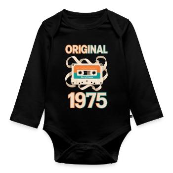 Octobre 1975 Legend Vintage Cassette Cadeau - Body Bébé bio manches longues - noir - Devant
