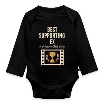 Ex-wife-divorce-humor, Funny, Breakup, - Organic Longsleeve Baby Bodysuit - black - Front