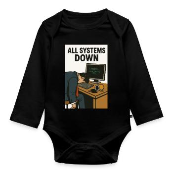 Tous les systèmes en panne Informatique Humour Caricature - Body Bébé bio manches longues - noir - Devant