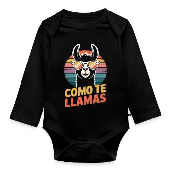 Como te llamas Lama - Body Bébé bio manches longues - noir - Devant