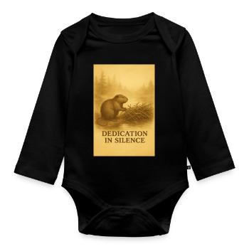 Beaver Dedication in Silence - Organic Longsleeve Baby Bodysuit - black - Front