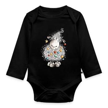 Fleece Navidad Schaf Weihnachten  - Baby Bio-Langarm-Body - Schwarz - Vorne