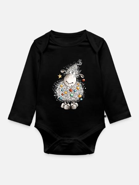 Fleece Navidad Schaf Weihnachten - Baby Bio-Langarm-Body - Schwarz