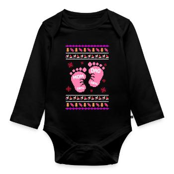 Un Noël moche pour la fille - Body Bébé bio manches longues - noir - Devant