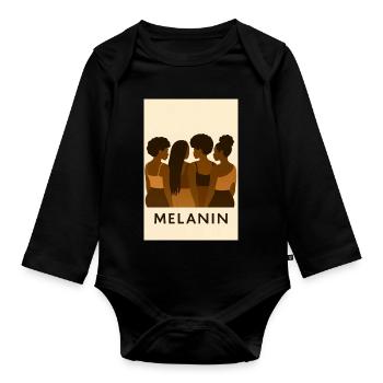 Melanin Sisterhood Silhouettes, African Art  - Organic Longsleeve Baby Bodysuit - black - Front