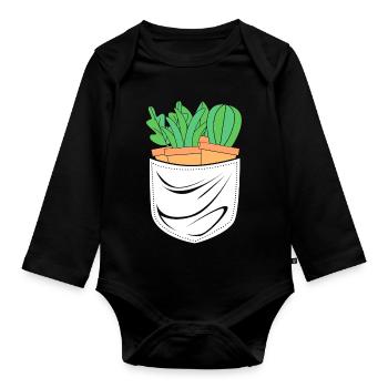 Cactus Plante Cactus - Body Bébé bio manches longues - noir - Devant