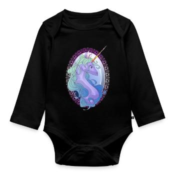 Elegant Unicorn Mirror Art Unicorn Girl - Organic Longsleeve Baby Bodysuit - black - Front