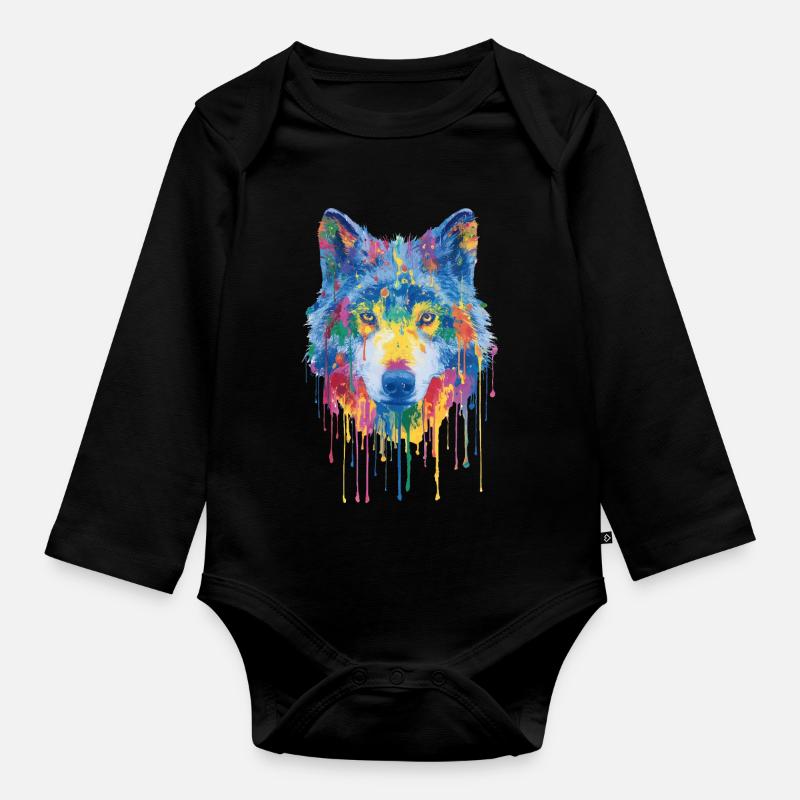 Wolf - Baby Bio-Langarm-Body - Schwarz