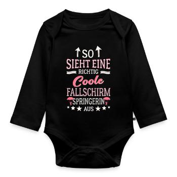 So sieht eine coole Fallschirmspringerin aus - Baby Bio-Langarm-Body - Schwarz - Vorne