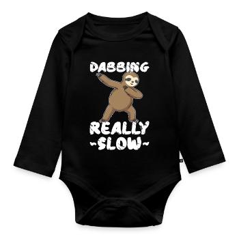 Dabbing Really Slow Faultier - Baby Bio-Langarm-Body - Schwarz - Vorne