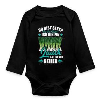 Gym DU BIST STEILER BIN EIN LAUCH DAS IST GEILER - Baby Bio-Langarm-Body - Schwarz - Vorne