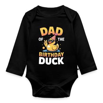 Papa du canard d’anniversaire - Body Bébé bio manches longues - noir - Devant