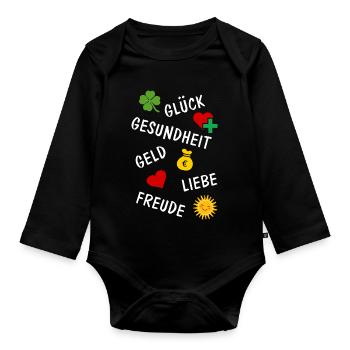 Lucky Shamrock Lucky Charm Congratulations - Organic Longsleeve Baby Bodysuit - black - Front