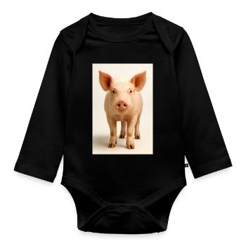 Cochon pastel - Body Bébé bio manches longues - noir - Devant