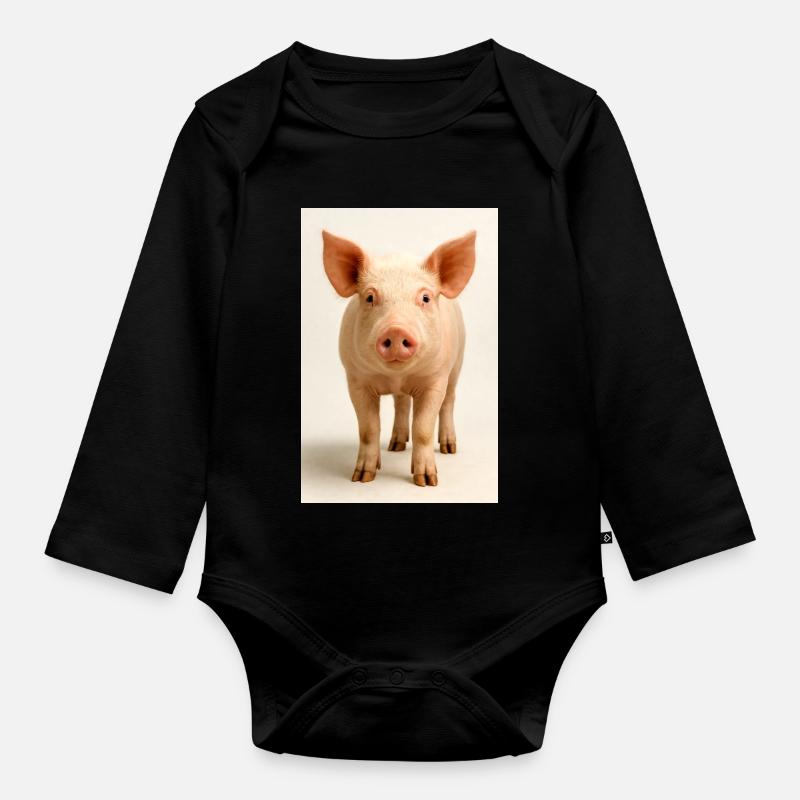 Pastellschwein - Baby Bio-Langarm-Body - Schwarz