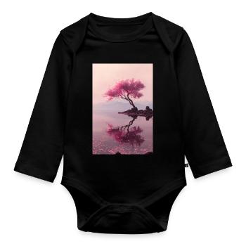 Blush Blossom Shore Reflections - Organic Longsleeve Baby Bodysuit - black - Front