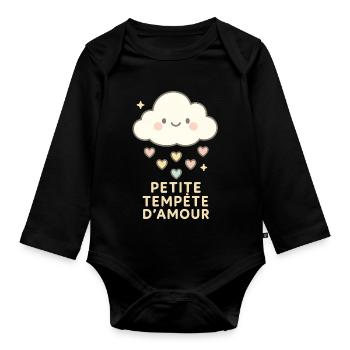 Petite Tempête d'Amour - Body Bébé bio manches longues - noir - Devant