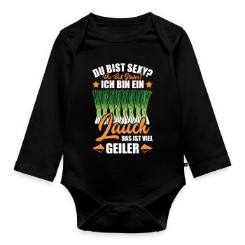 Gym DU BIST STEILER BIN EIN LAUCH DAS IST GEILER - Baby Bio-Langarm-Body - Schwarz - Vorne