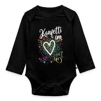 Confettis dans le cœur - Carnaval dans le sang - Body Bébé bio manches longues - noir - Devant