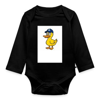 Duck in D Cap - Organic Longsleeve Baby Bodysuit - black - Front